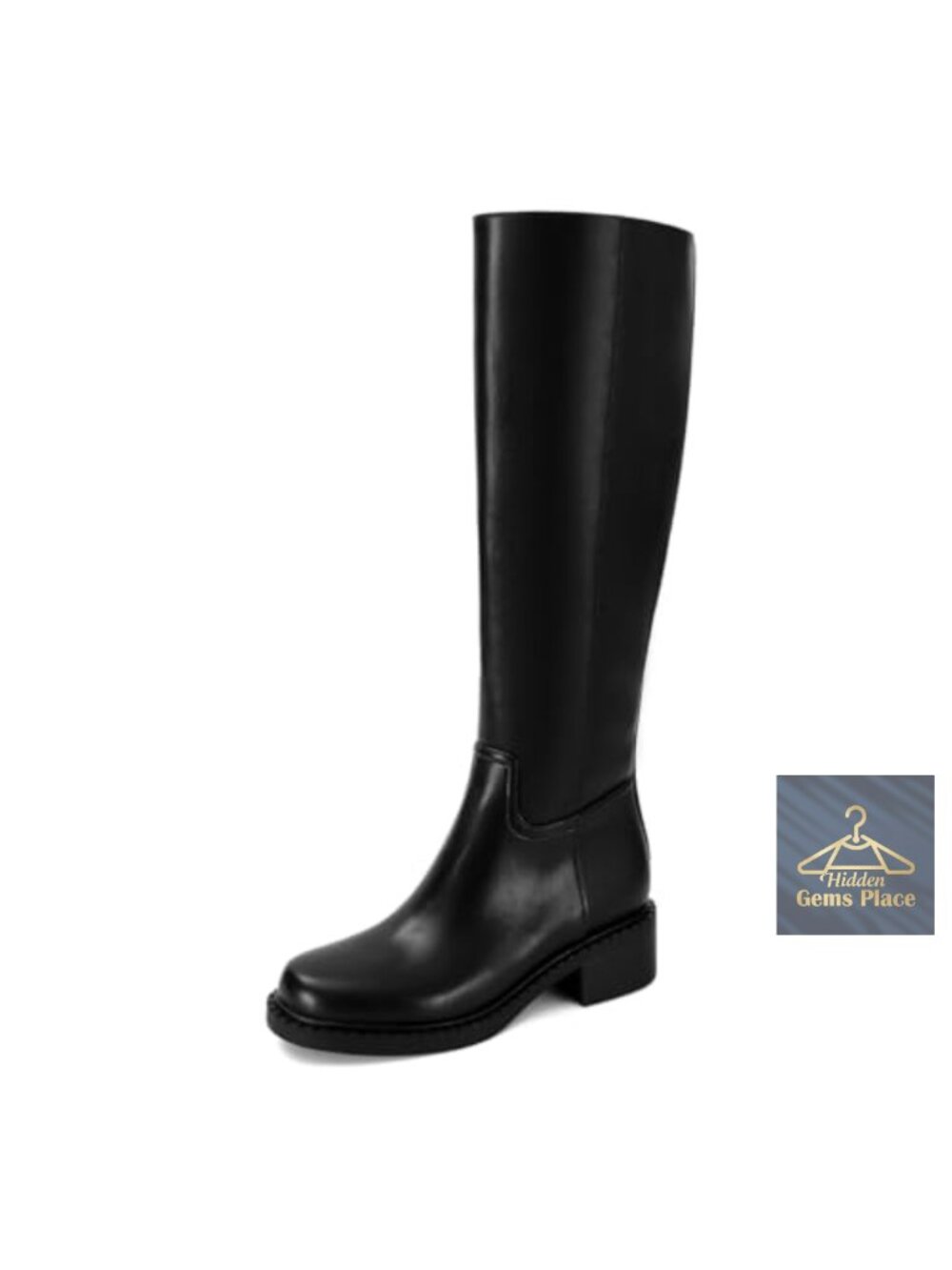 Women's Knee High Faux Leather Zigzag Heel Riding Boots Block Heel Zip